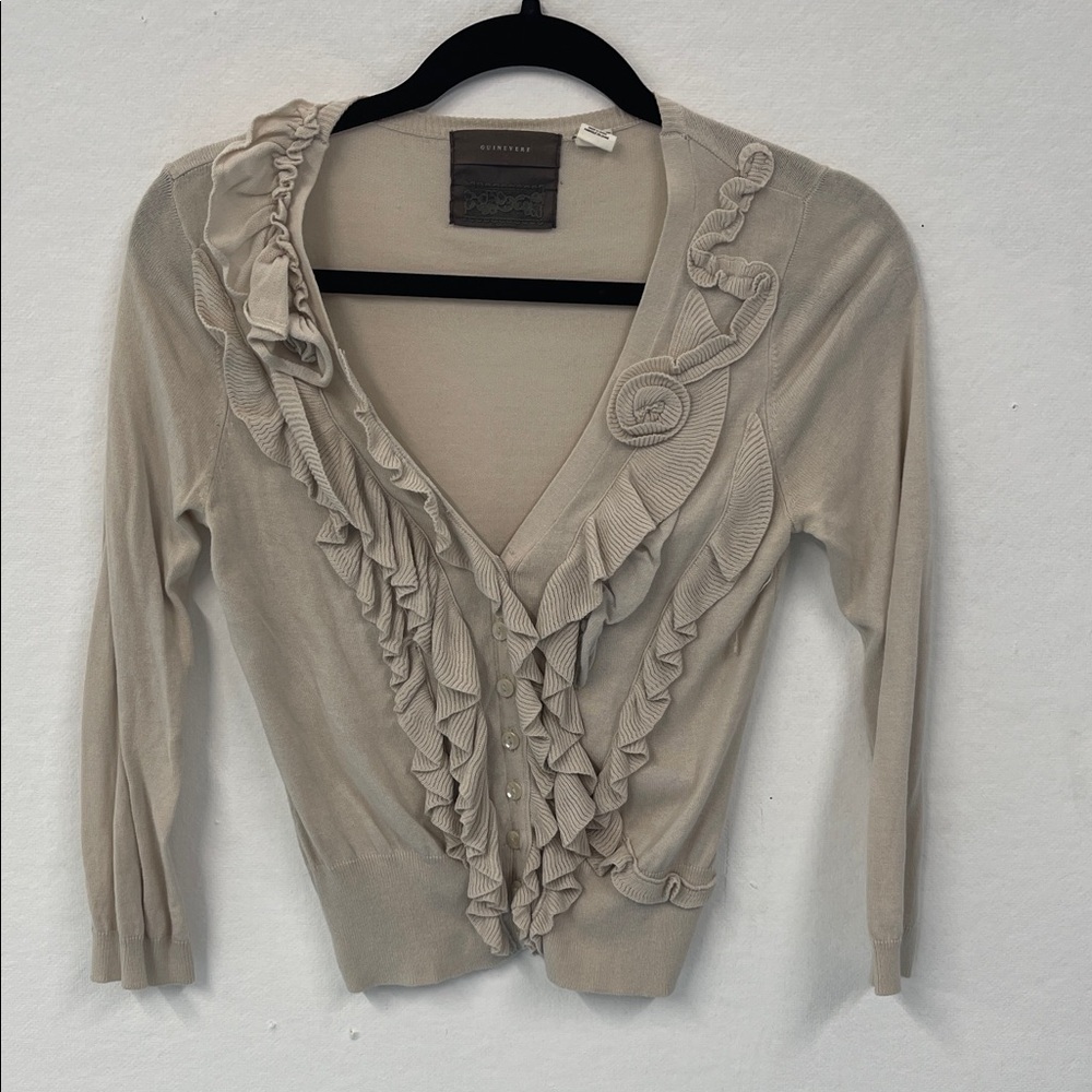 Guinevere Anthropologie Ruffled Cardigan